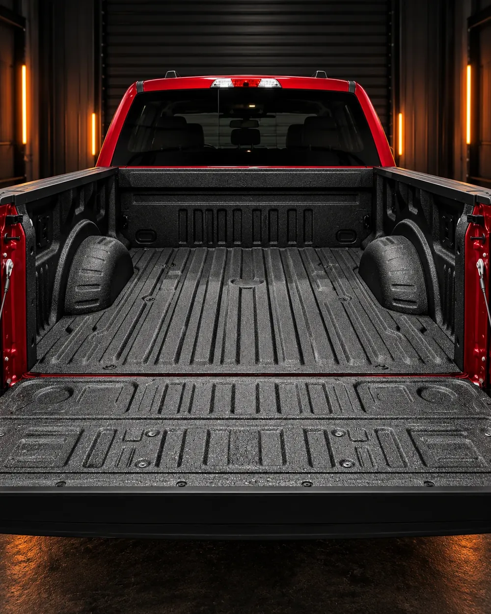 Black bedliner BEFORE comparison revealed from left to right