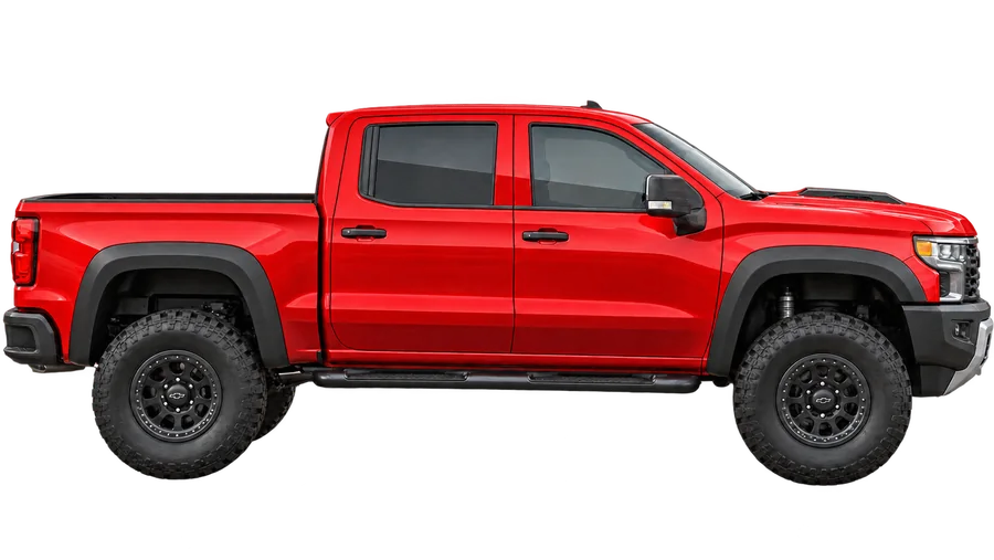 Red pickup truck isolated on transparent background